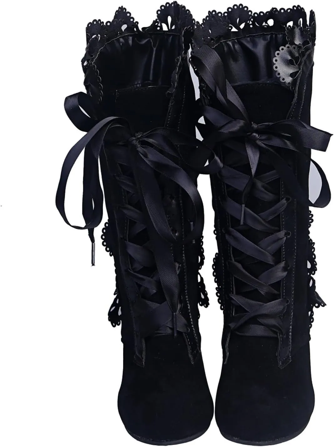 Victorian Boots for Women - Casual Lace Up Renaissance Mid Heels Vintage Halloween Cosplay Witch Shoes