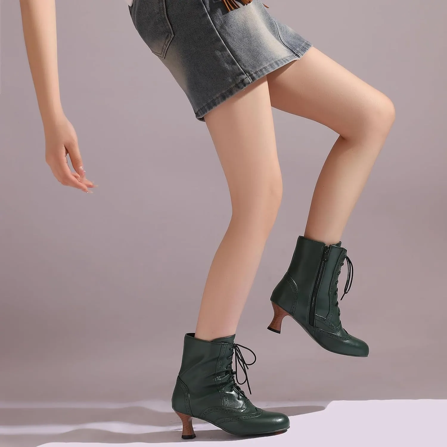 Victorian Boots for Women Vintage Lace Up Ankle Boots Costume Goth Booties Halloween Witch Stuff Cuban Heel Granny Boots