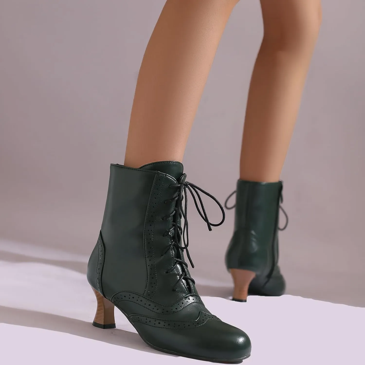 Victorian Boots for Women Vintage Lace Up Ankle Boots Costume Goth Booties Halloween Witch Stuff Cuban Heel Granny Boots