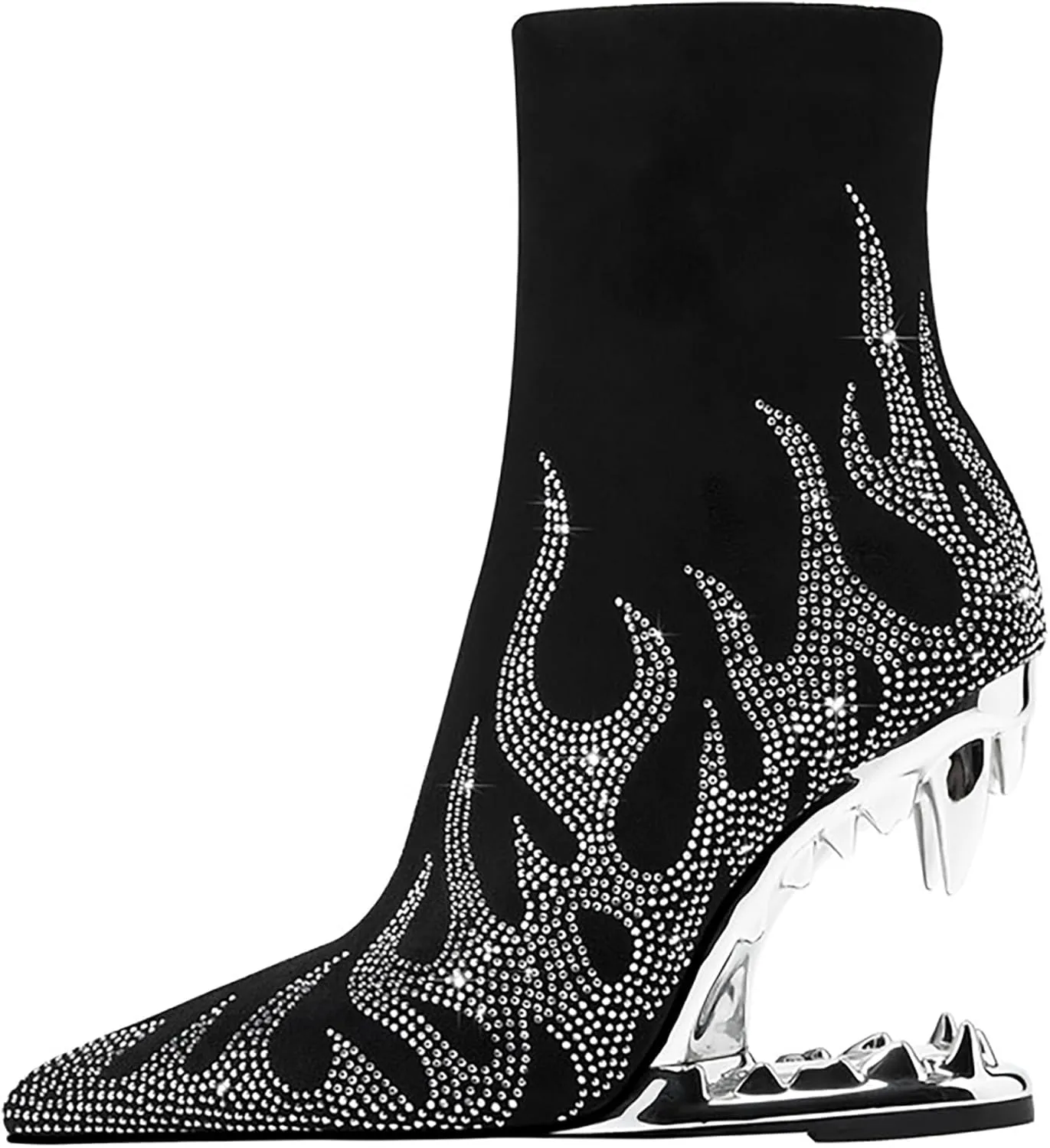 Wanliluxy Shark Teeth Ankle Boots Morso Boots Animal Pattern Boots Rhinestone Ankle Boots