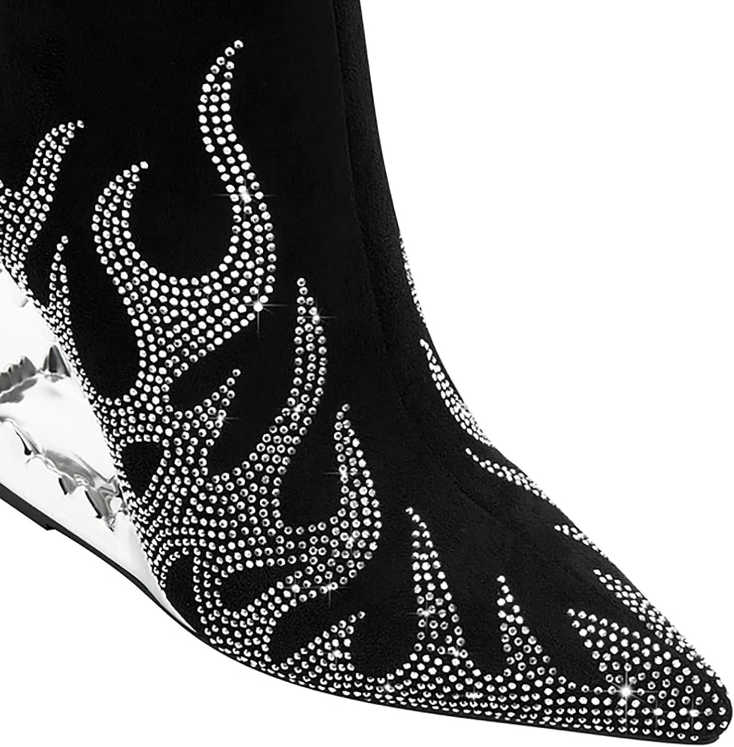 Wanliluxy Shark Teeth Ankle Boots Morso Boots Animal Pattern Boots Rhinestone Ankle Boots