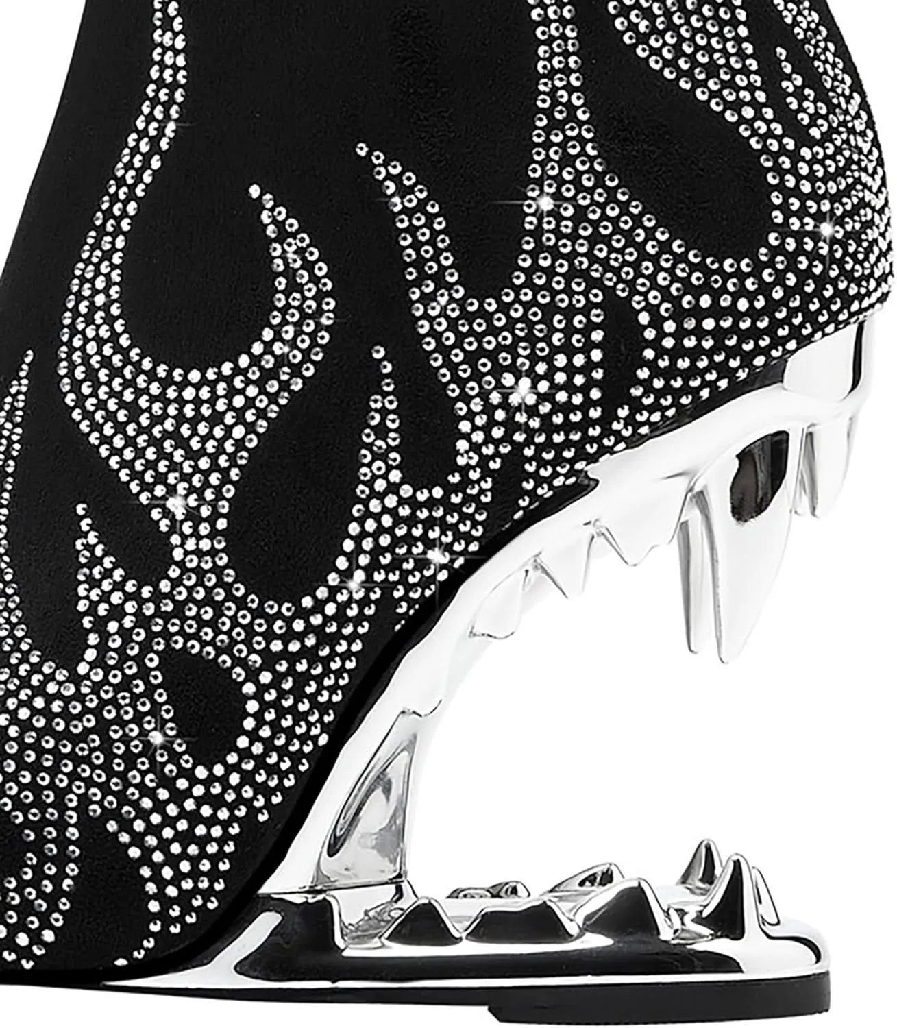 Wanliluxy Shark Teeth Ankle Boots Morso Boots Animal Pattern Boots Rhinestone Ankle Boots