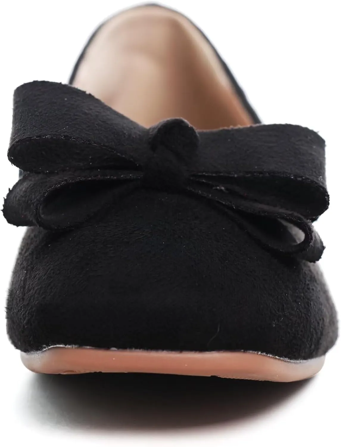 WENJIAZHIZHI Square Toe Bow Flats for Women Solid Color Low-Heel Slip-ons Cozy Soft Office Lady Dress Shoes