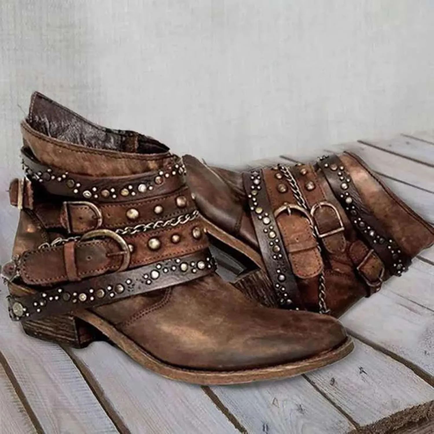 With Heel Girls 36 Women's Boots Short Bootie Cowboy Motorcycle Leather Shoes Ankle Blue