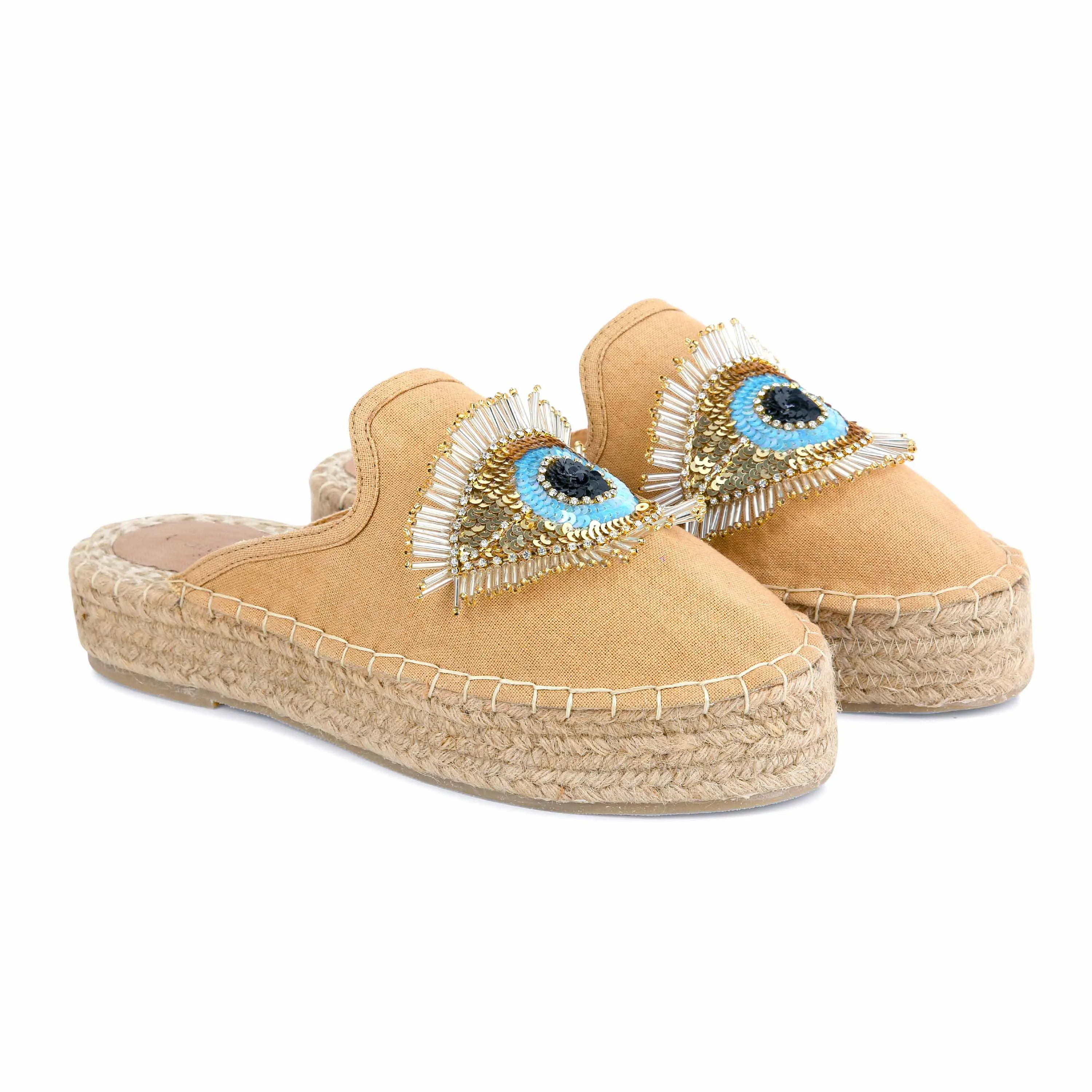 Womania Glare Espadrilles Sand Haut Platform