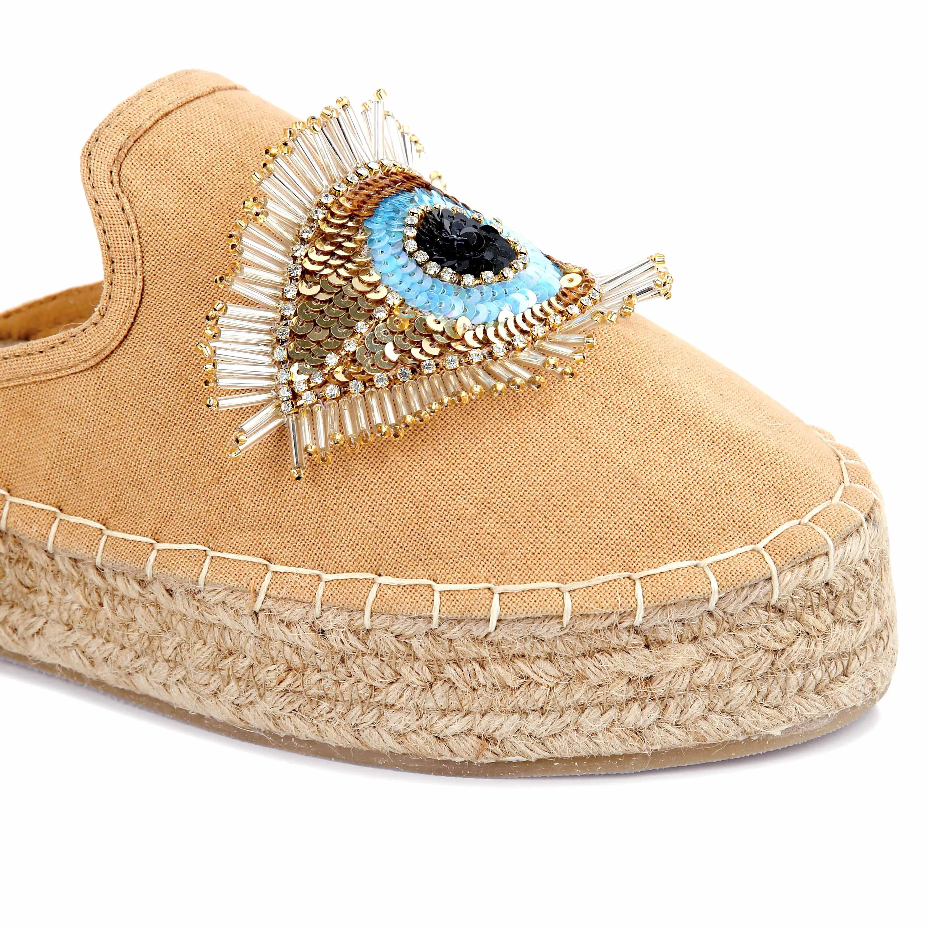 Womania Glare Espadrilles Sand Haut Platform