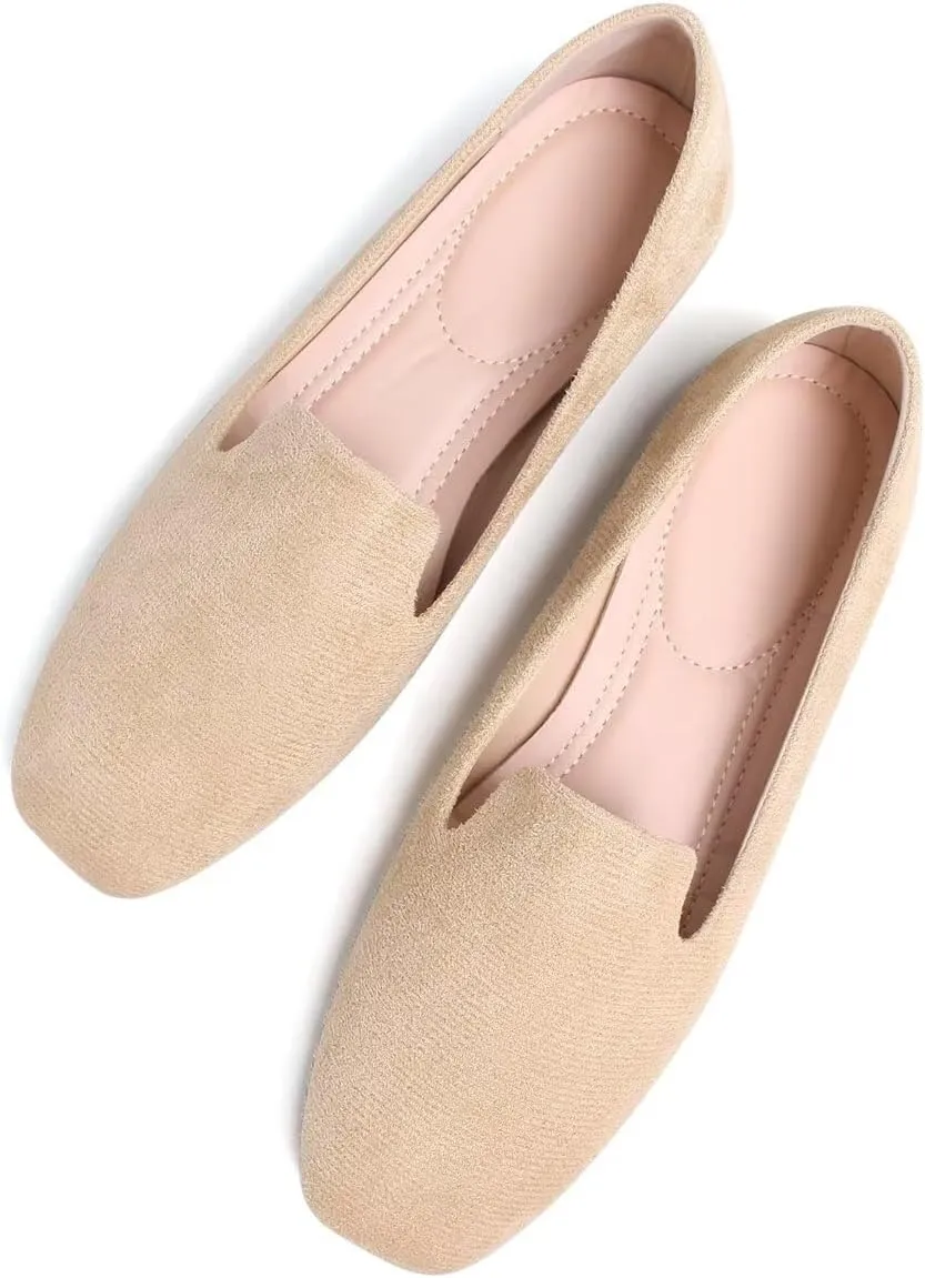 Women Comfortable Flats Candy Colored Cute Slip On Ballet Shoes Soft Sole Dress Casual Office Shoes Moccasins
