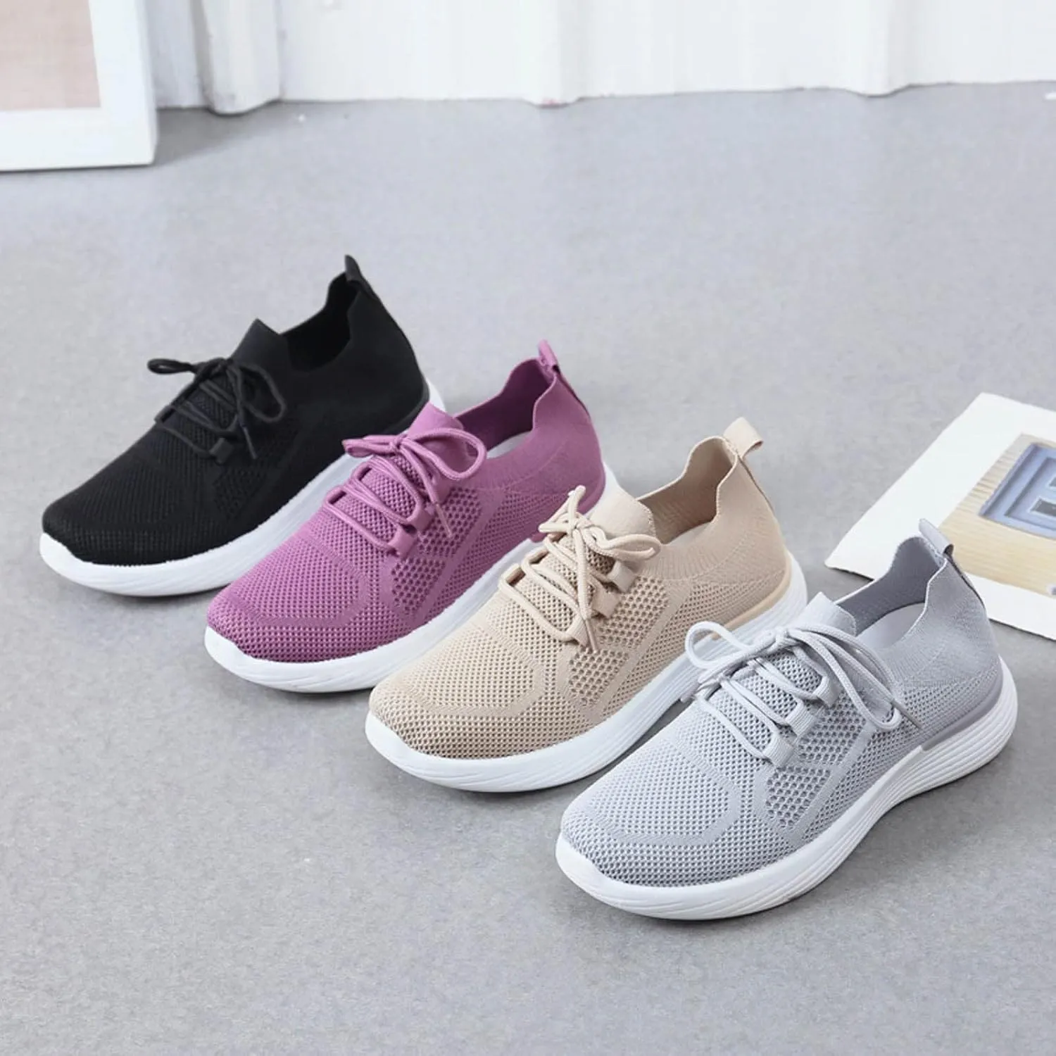 Women Comfortable Slip On Shoes Casual Walking Sneakers Lightweight Canvas Flats Non Slip Breathable Loafers