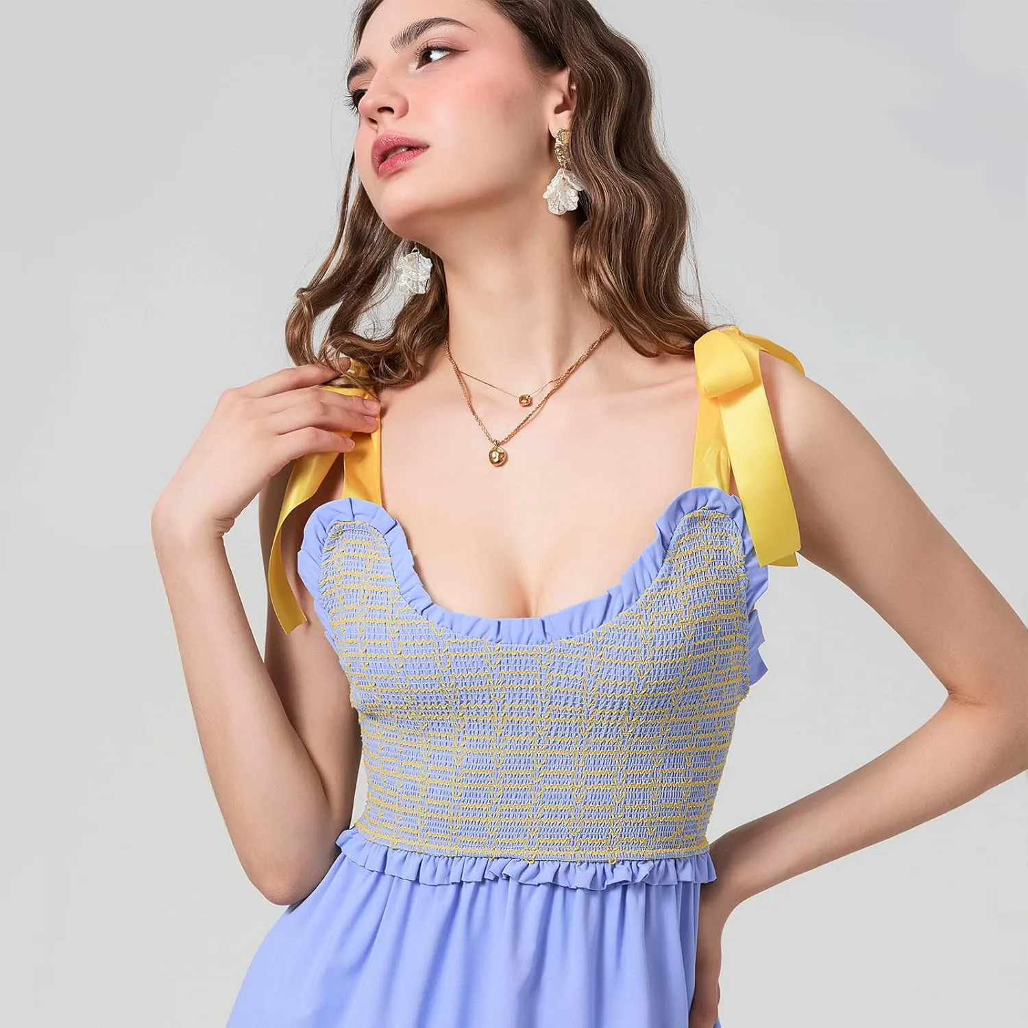 Women Floral Maxi Dress Summer Tie Strap Ruffle Sleeveless Backless Boho Long Dress Flowy Beach Vacation Sundress