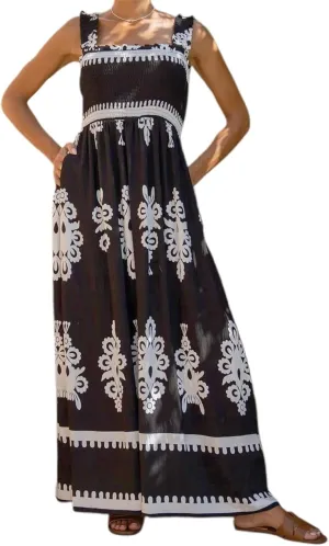 Women Floral Maxi Dress Summer Tie Strap Ruffle Sleeveless Backless Boho Long Dress Flowy Beach Vacation Sundress