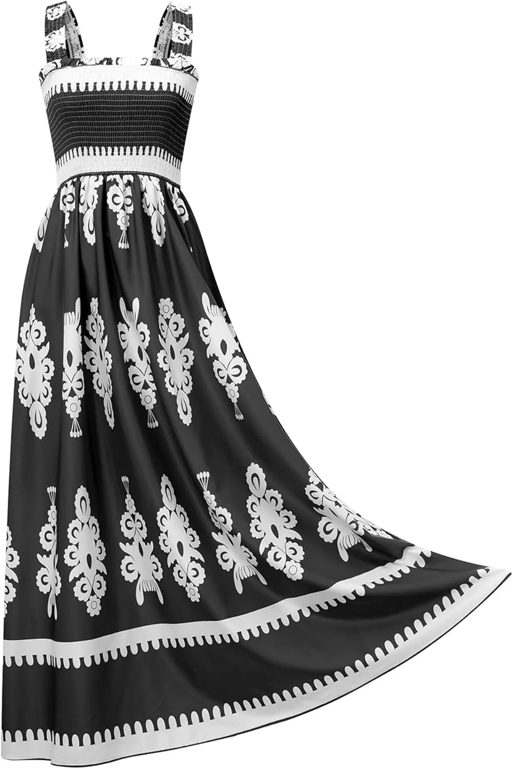 Women Floral Maxi Dress Summer Tie Strap Ruffle Sleeveless Backless Boho Long Dress Flowy Beach Vacation Sundress