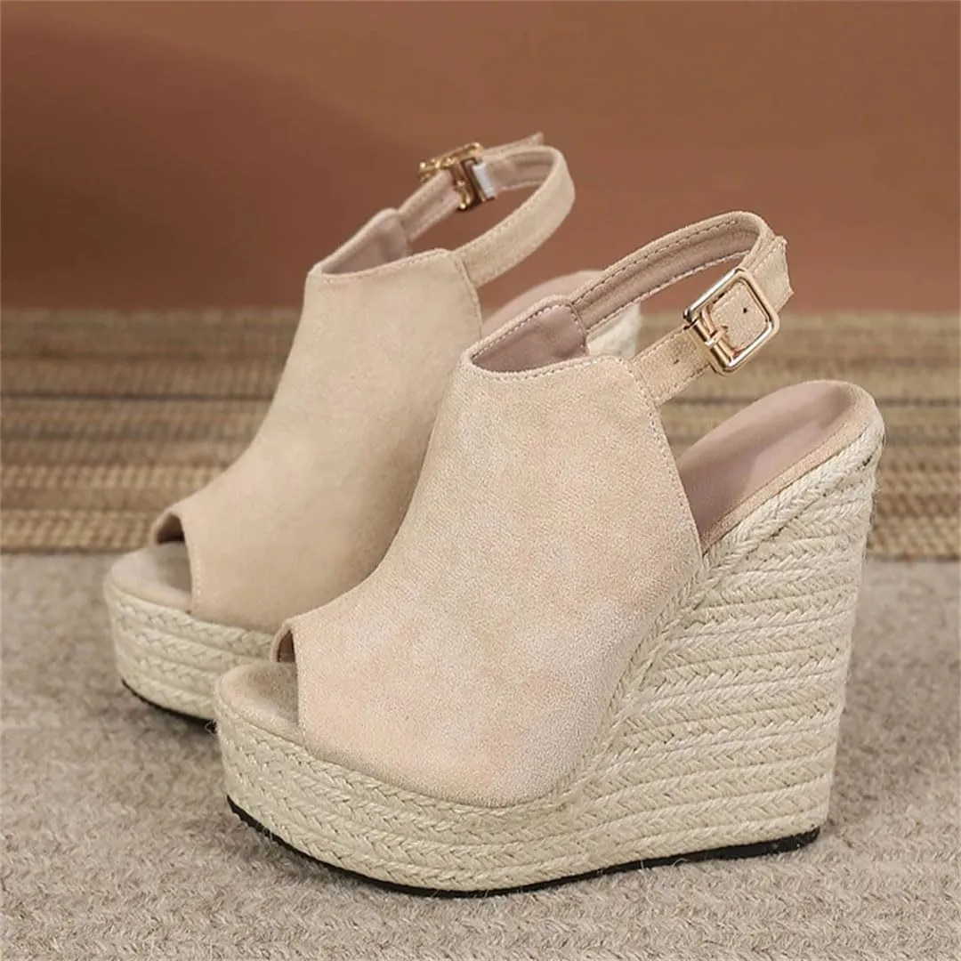 Women Platform Wedge Sandals Peep Toe Buckle Strap High Heels Ankle Strap Party Shoes
