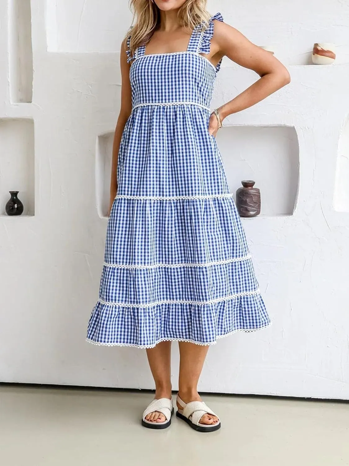 Women Summer Colorful Striped Maxi Cami Dress Spaghetti Strap Boho Long Flowy Sun Dresses A Line Beach Sundresses