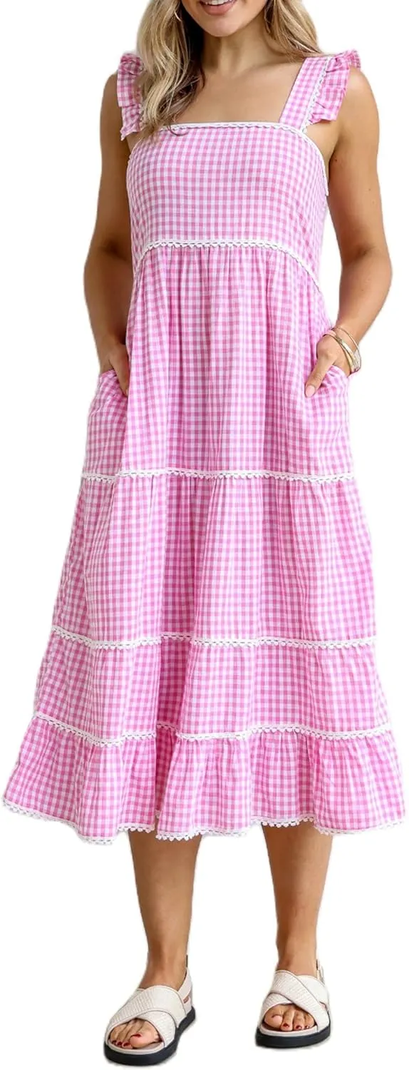 Women Summer Colorful Striped Maxi Cami Dress Spaghetti Strap Boho Long Flowy Sun Dresses A Line Beach Sundresses
