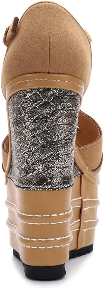 Women Super High Heel Sandals 16CM Wedge Platform Buckle Strap Open Toe Nightclub Shoes
