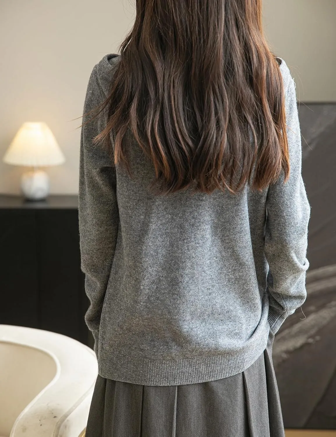 Women's 100% Merino Wool Zip Up Hoodies 2025 Fall Winter Warm Long Sleeve Knit Sweatshirt Cardigan with Pocket