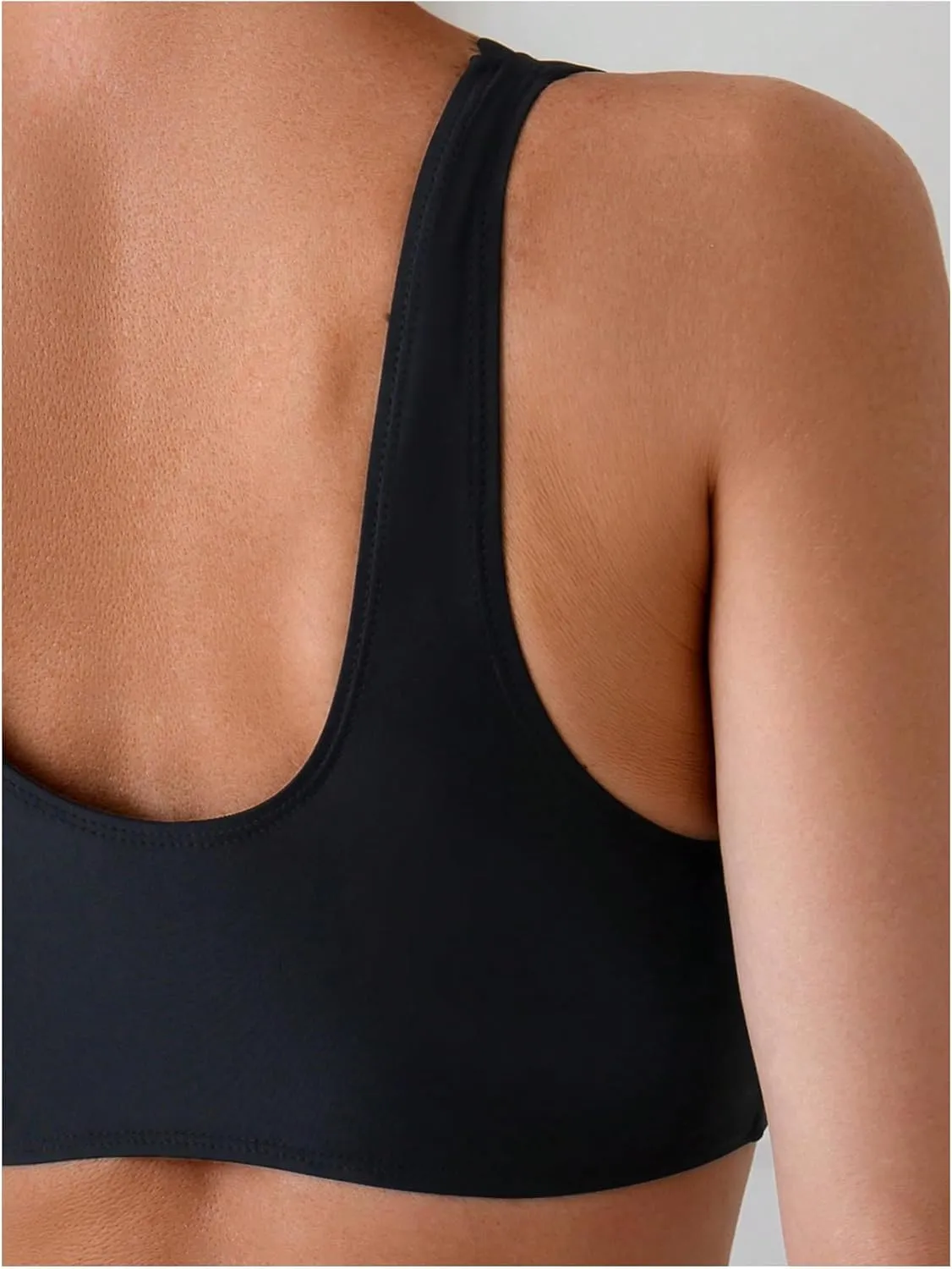 Women's 2 Piece Scallop Trim Bathing Suit V Neck High Cut Bikini Set Wireless Swimsuit