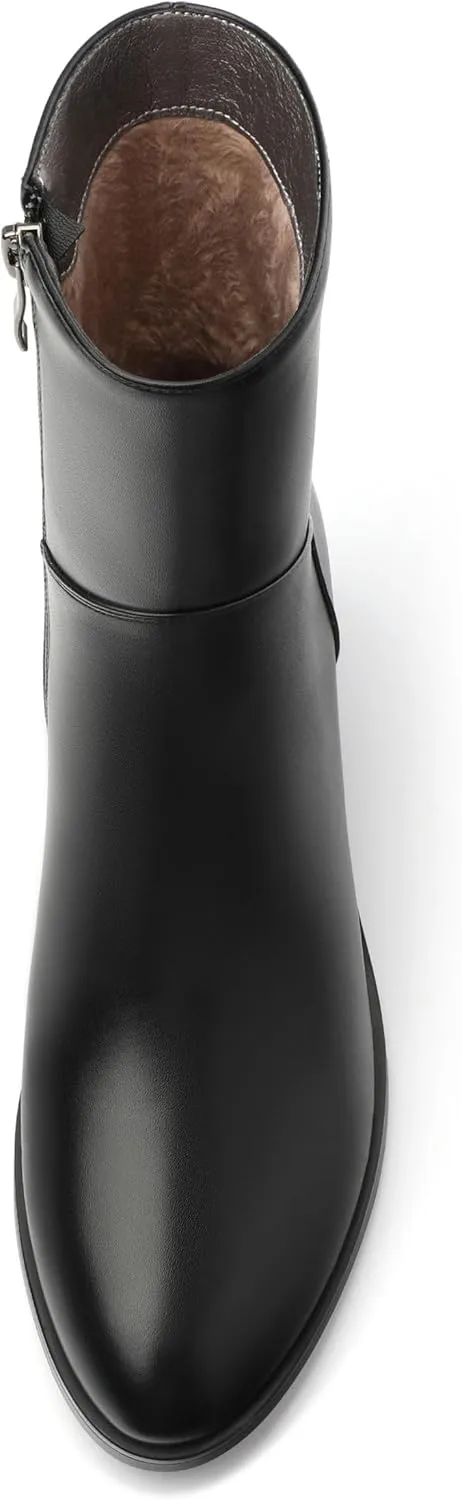 Women's Ada Fashion Round Toe Ankle Boots, Low Chunky Heel Side Zipper Short Boots, Fall and Winter Dating Office Commuter Boots Shoes