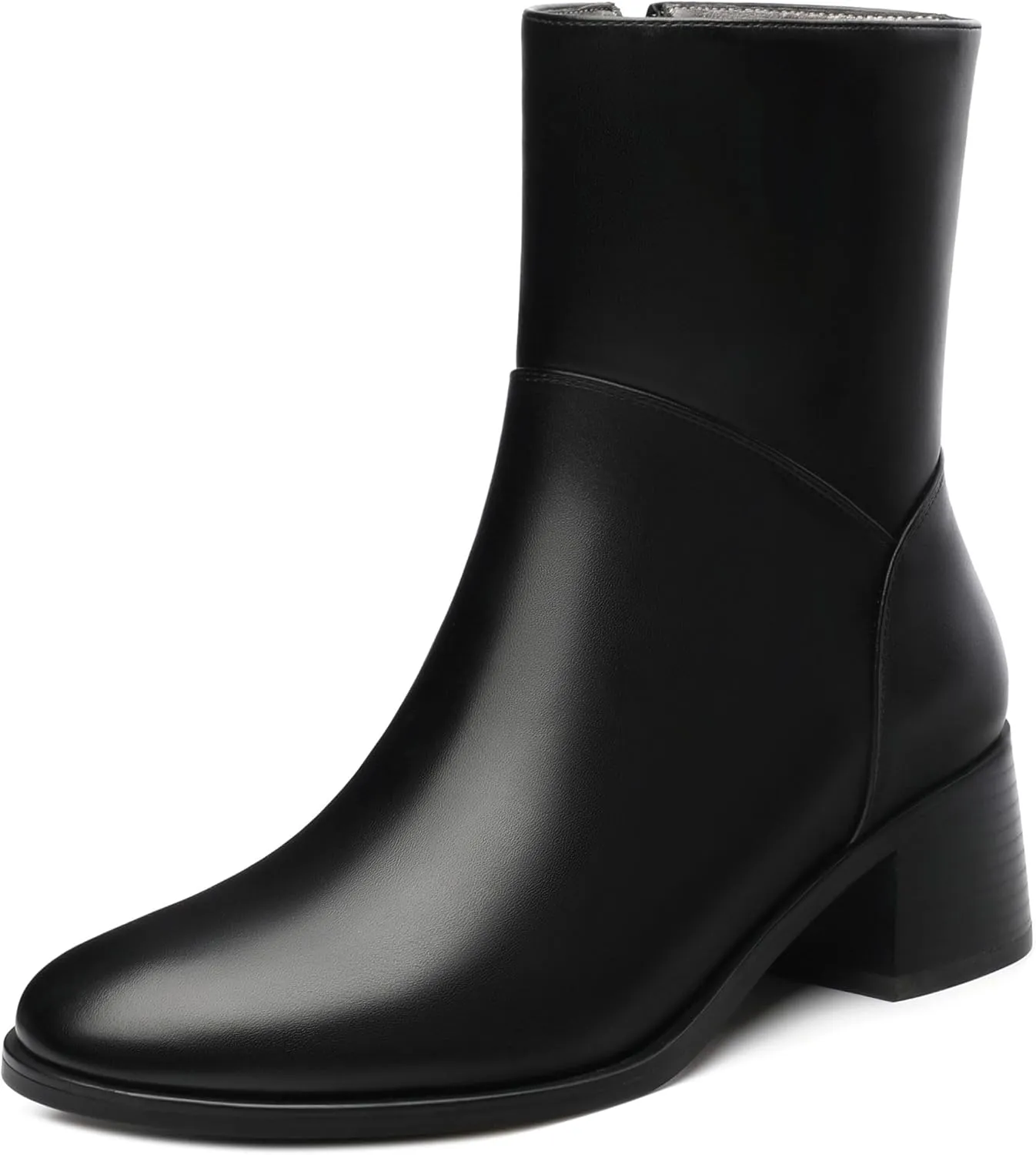 Women's Ada Fashion Round Toe Ankle Boots, Low Chunky Heel Side Zipper Short Boots, Fall and Winter Dating Office Commuter Boots Shoes