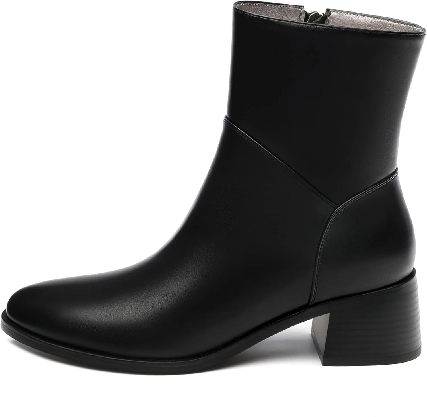 Women's Ada Fashion Round Toe Ankle Boots, Low Chunky Heel Side Zipper Short Boots, Fall and Winter Dating Office Commuter Boots Shoes