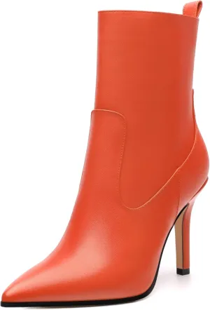 Womens Ankle Boots, Pointed Toe High Heel Ankle Booties for Women, Womens Stilettos Short Boots Zipper 3.6",Women Shoes for Workpalce, Street and Banquet.