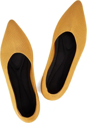 Women's Ballet Flat Shoes Knit Dress Shoes Pointed Toe Flats Comfort Slip on Walking Flats Foldable Soft Shoes