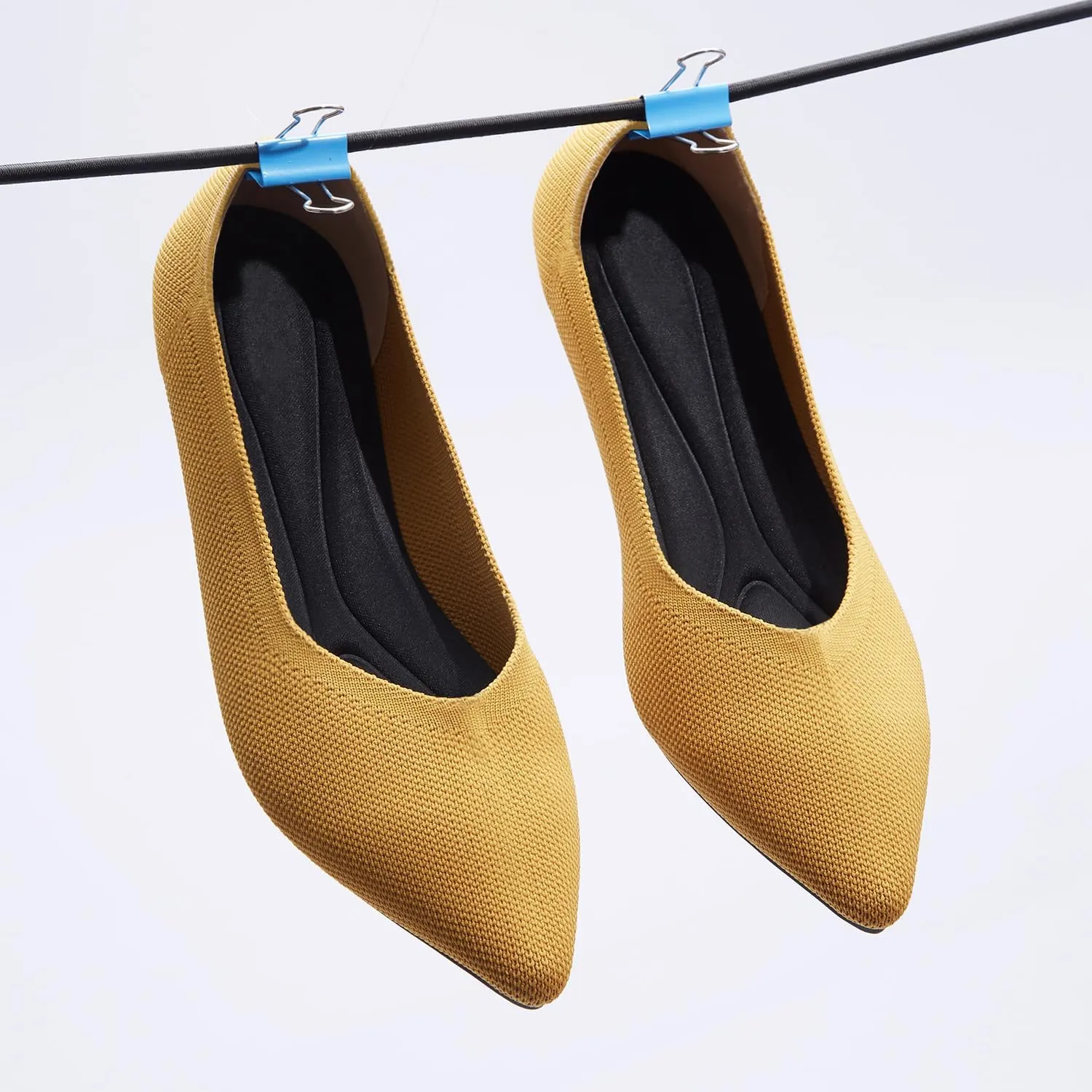 Women's Ballet Flat Shoes Knit Dress Shoes Pointed Toe Flats Comfort Slip on Walking Flats Foldable Soft Shoes