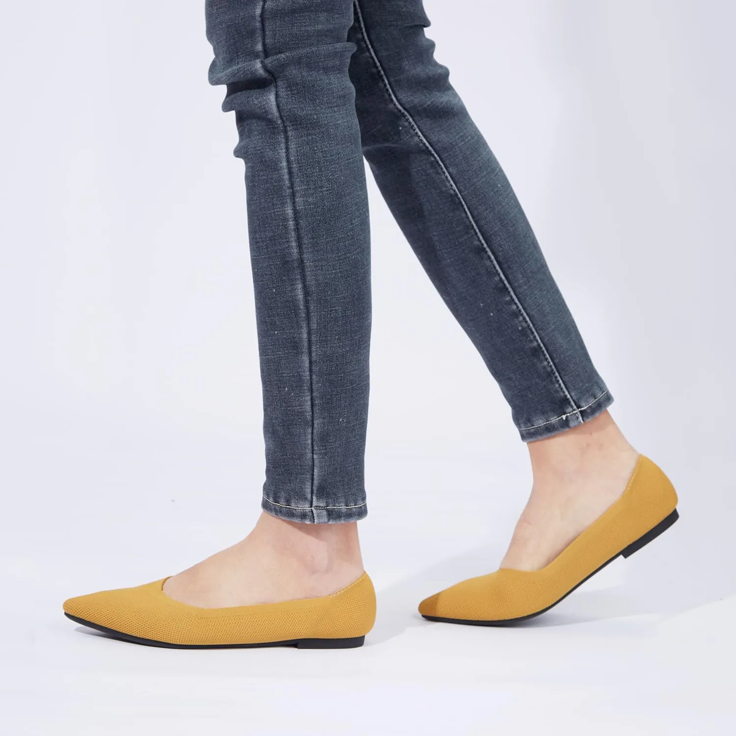 Women's Ballet Flat Shoes Knit Dress Shoes Pointed Toe Flats Comfort Slip on Walking Flats Foldable Soft Shoes
