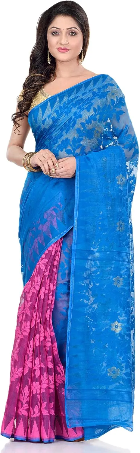 Women`s Bengali Khesh Mul Pure Cotton Handloom Saree With Blouse Piece Free