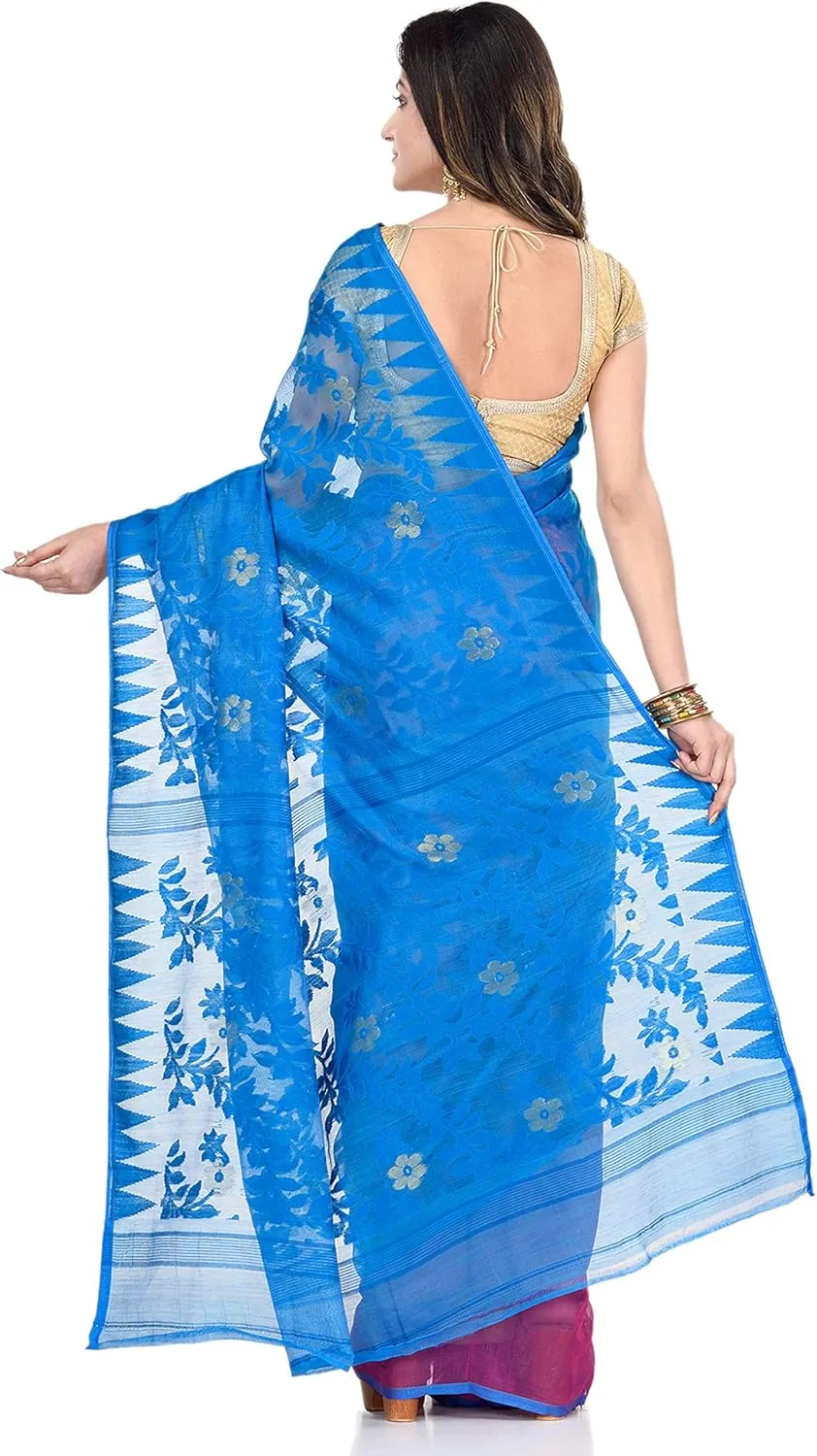 Women`s Bengali Khesh Mul Pure Cotton Handloom Saree With Blouse Piece Free