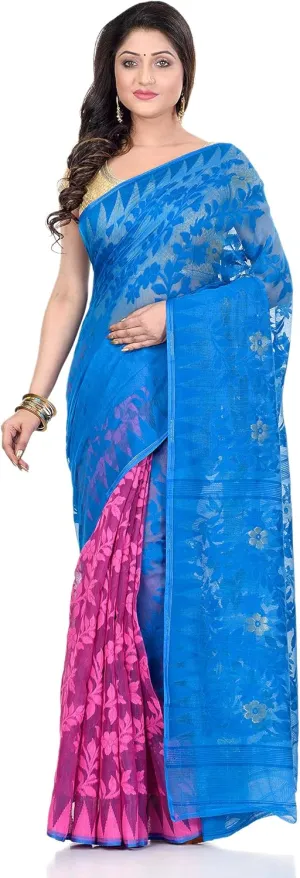 Women`s Bengali Khesh Mul Pure Cotton Handloom Saree With Blouse Piece Free