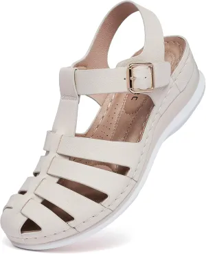 Women's Black Gladiator Sandals - Casual Platform Open Toe Adjustable Ankle Strap Dress Sandals