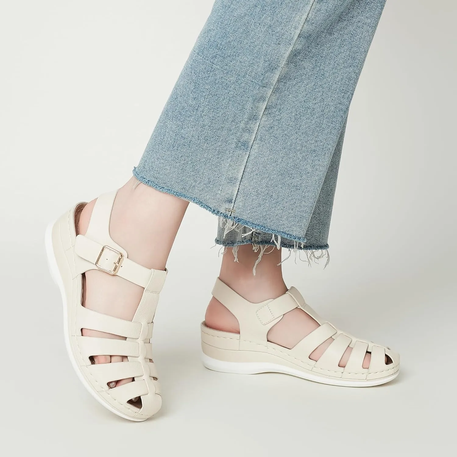 Women's Black Gladiator Sandals - Casual Platform Open Toe Adjustable Ankle Strap Dress Sandals