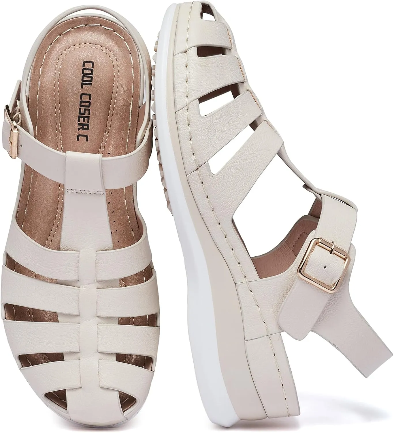 Women's Black Gladiator Sandals - Casual Platform Open Toe Adjustable Ankle Strap Dress Sandals