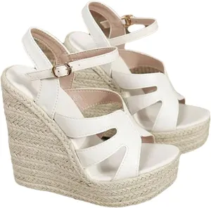 Women's Bohemian Rope Wedge Sandals With Ankle Strap Platform High Heel Casual Wedge Shoes