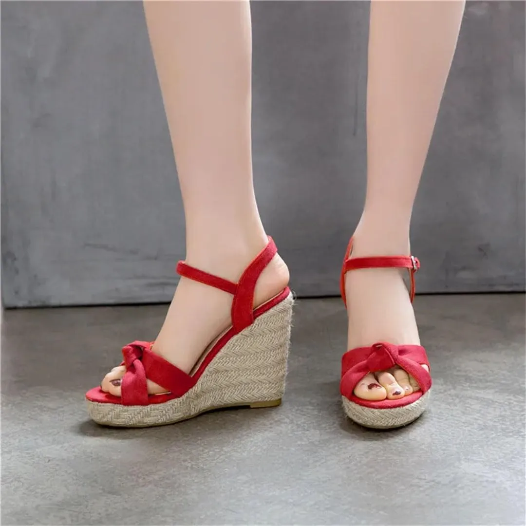 Women's Classic Wedge Sandals With Buckle Strap Platform High Heel Casual Wedge Shoes