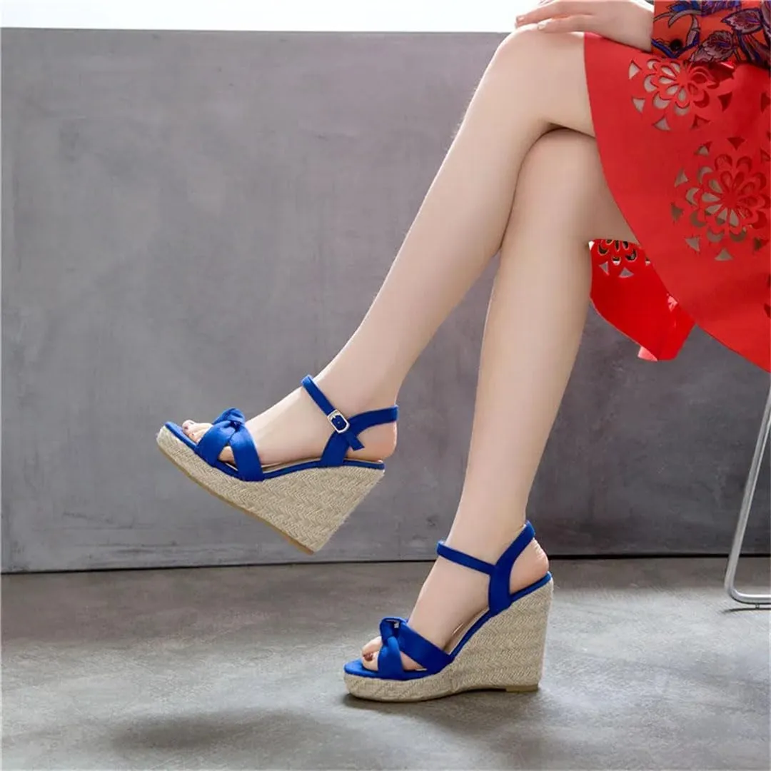 Women's Classic Wedge Sandals With Buckle Strap Platform High Heel Casual Wedge Shoes