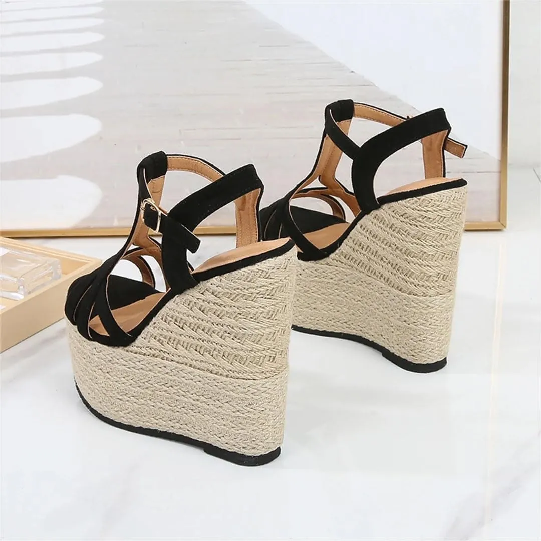 Women's Comfortable Casual Gladiator Wedge Sandals Back Strap High Heel Platform Shoes