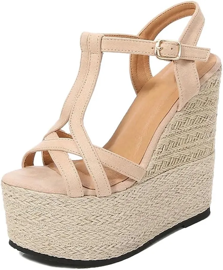 Women's Comfortable Casual Gladiator Wedge Sandals Back Strap High Heel Platform Shoes