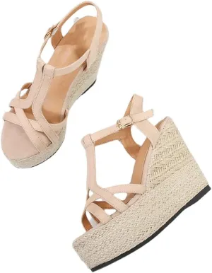 Women's Comfortable Casual Gladiator Wedge Sandals Back Strap High Heel Platform Shoes