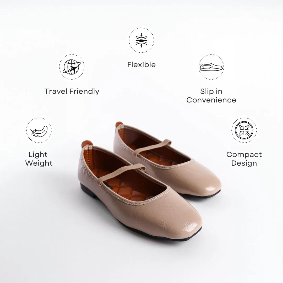 Women's Crinkle Patent Office Work Dress Casual Trending Pointed Ballet Comfort Soft Slip On Flats Shoes