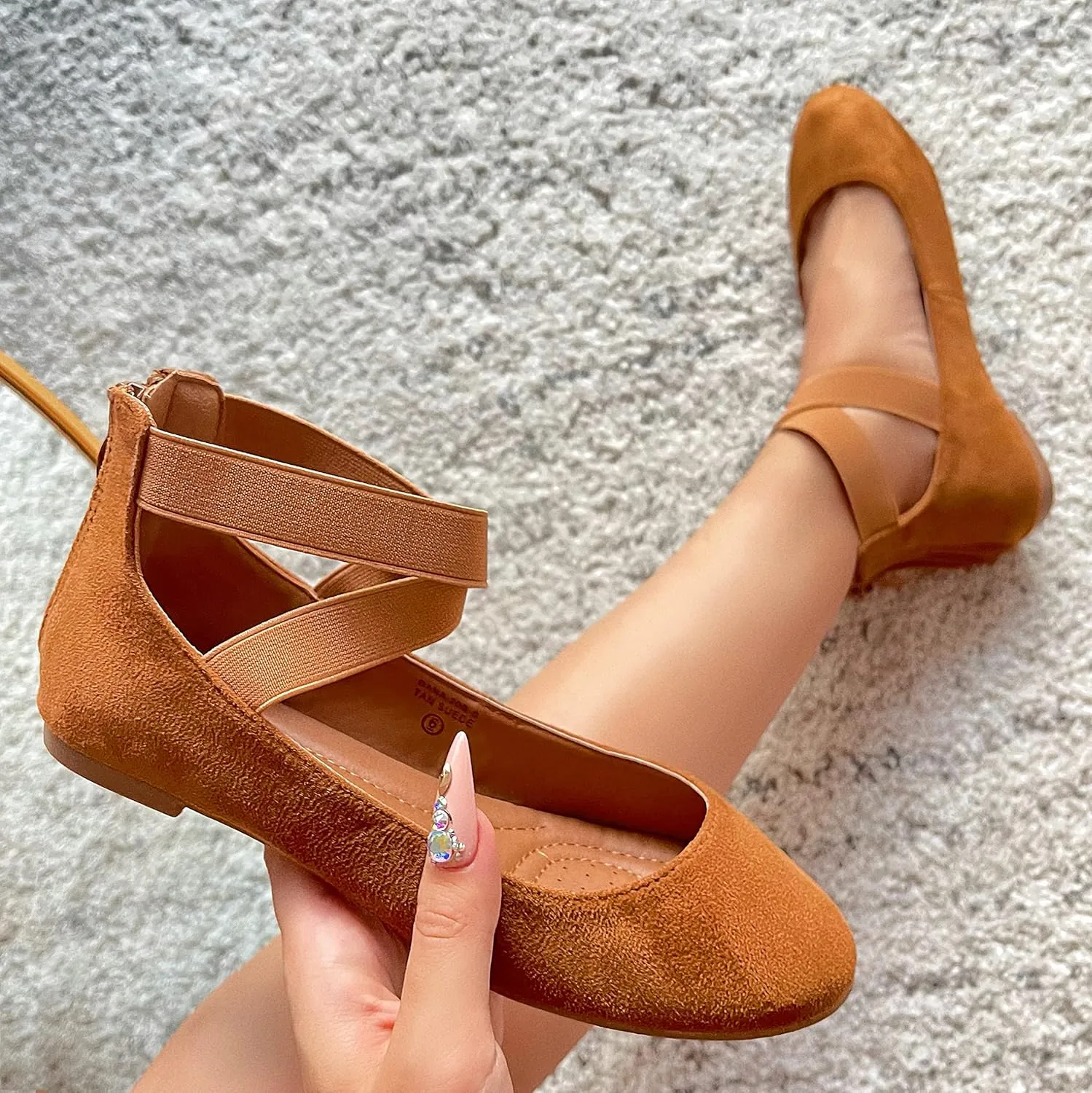 Womens Dana Closed Toe Ankle Strap Slide Flats