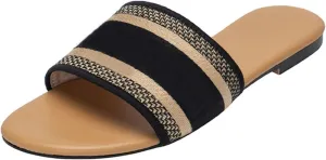 Women'S Embroidered Band Sandals Open Toe Flat Sandals Summer Shoes