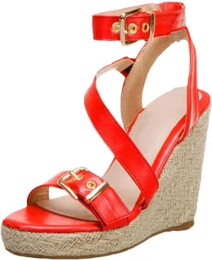 Women's Fashion Knitted Wedge Sandals With Strap Platform High Heel Casual Wedge Shoes