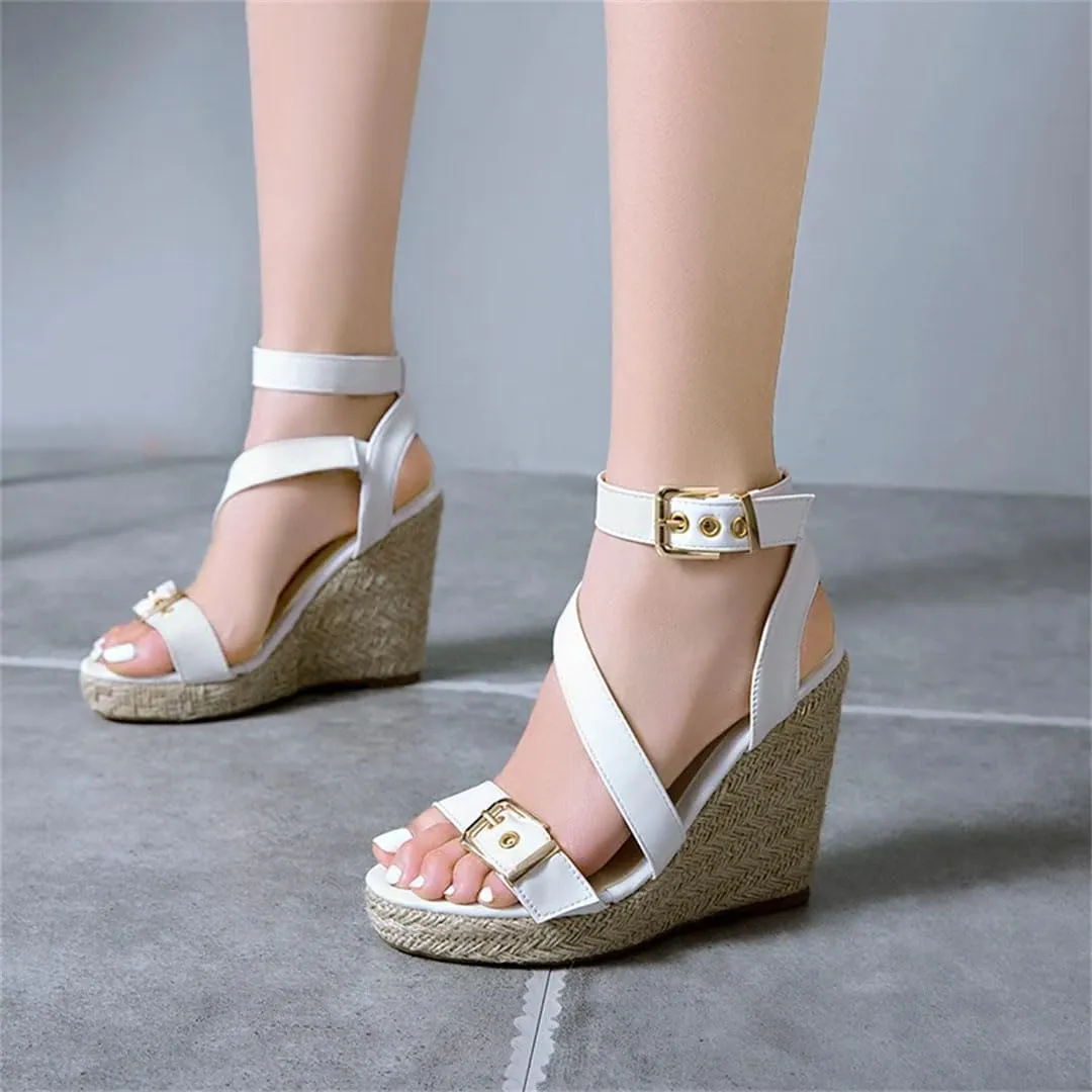 Women's Fashion Knitted Wedge Sandals With Strap Platform High Heel Casual Wedge Shoes