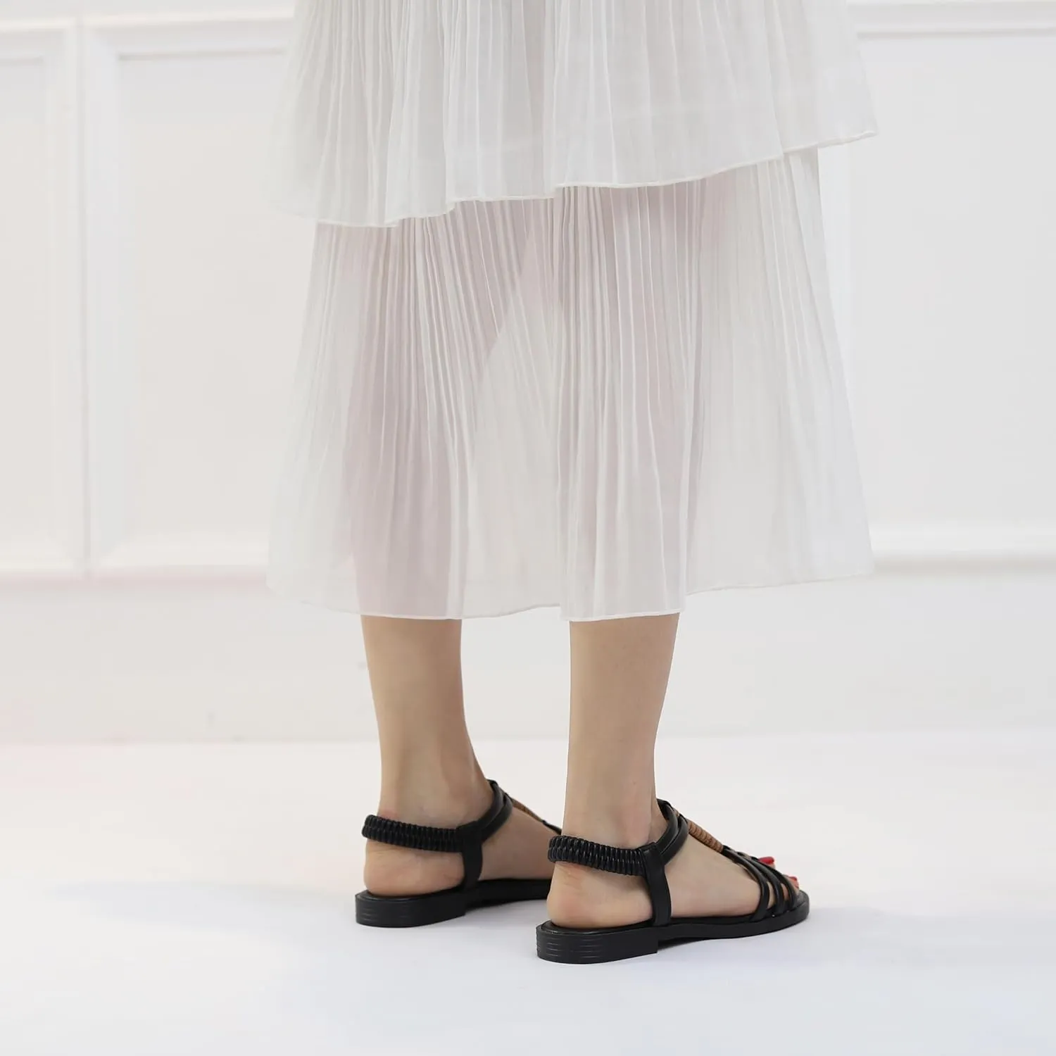 Women's Flat Sandals Braided Straps Soft Leather Sandal Retro Roman Sandals Summer Casual Outfits Daily Walking Shoes