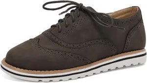 Women's Flats Lace-Up Oxfords Shoes Round Toe Low Platform Wingtip Brogues Classic Comfortable Derby Saddle Pumps