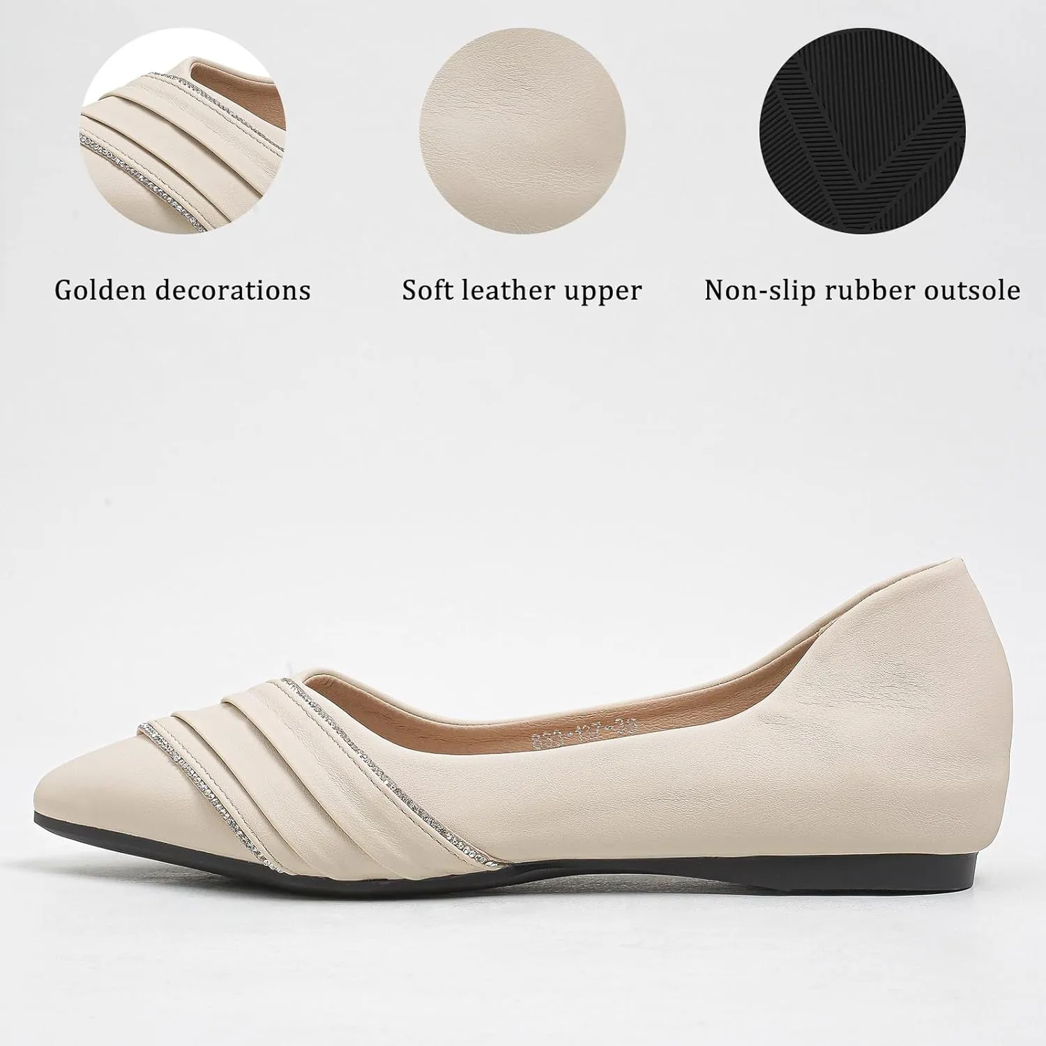 Women's Flats Rhinestone Wedding Pointed Shoes Sparkly Comfortable Slip on Flat for Dressy or Casual
