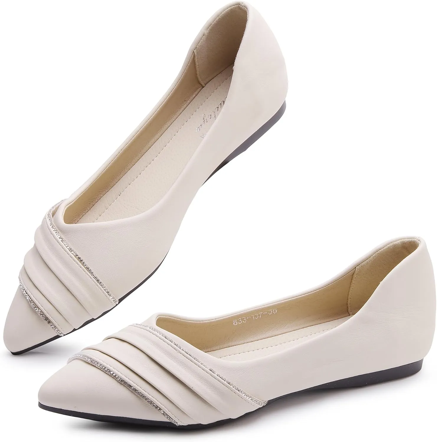 Women's Flats Rhinestone Wedding Pointed Shoes Sparkly Comfortable Slip on Flat for Dressy or Casual