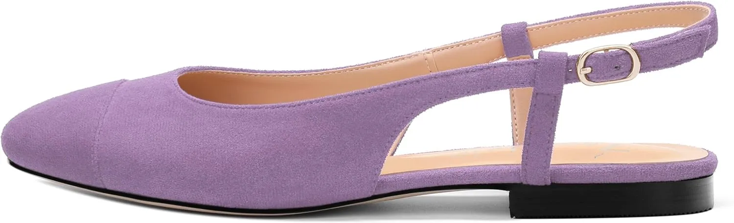 Women's Flats Round Toe Slingback Flats Shoes Comfortable Slip on Casual Ballet Flats for Women Dressy